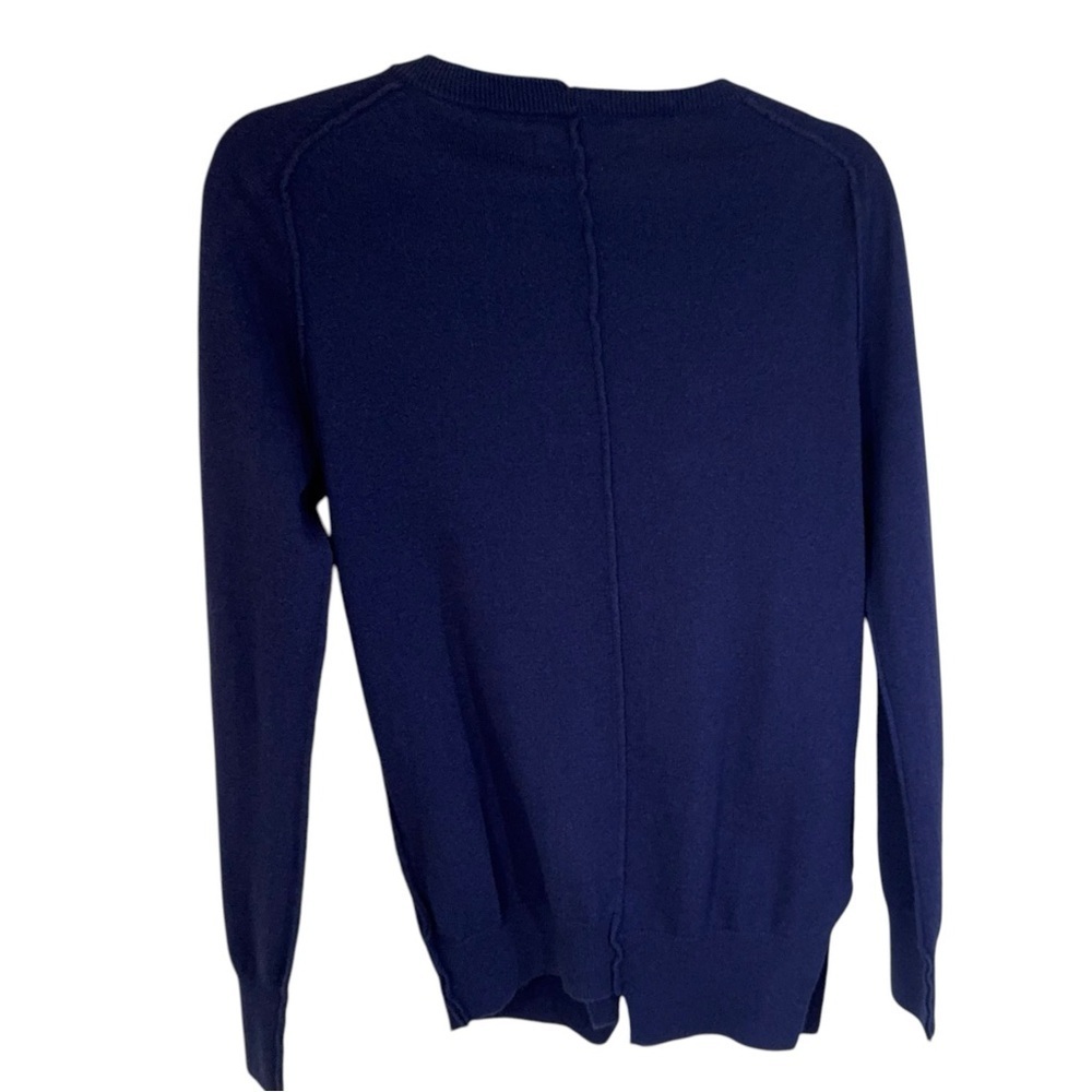 Isabel Murant Etoile ✘ Wool Blend Button Ribbed Plunge Cardigan, Blue, M - Picture 4 of 13